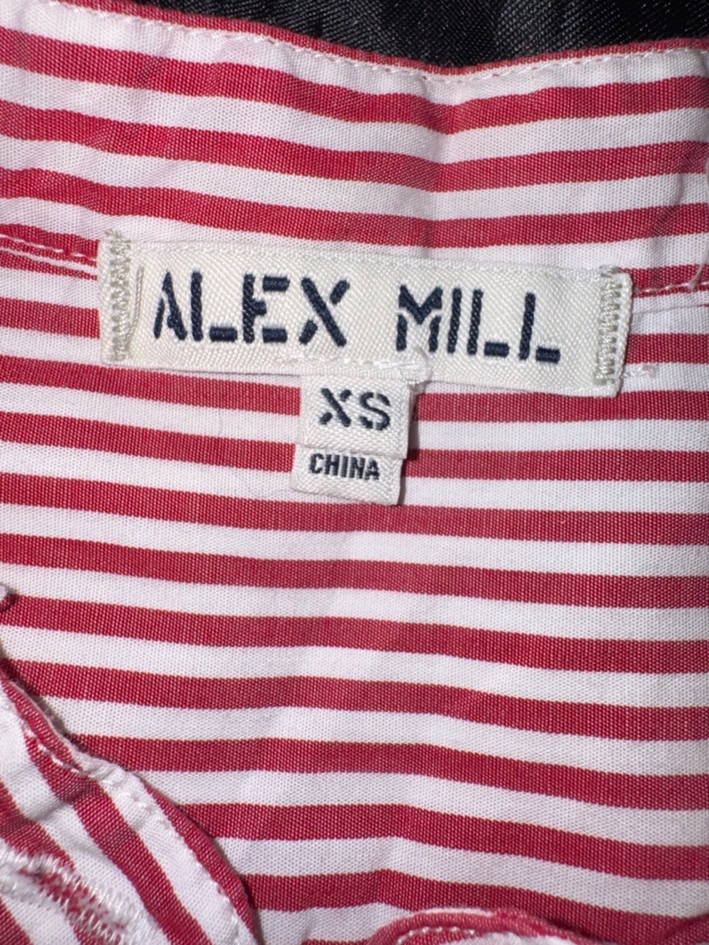 Alex Mill Red White Striped Cotton Popover Tunic Blouse Long Sleeve Pocket Top - Picture 3 of 7